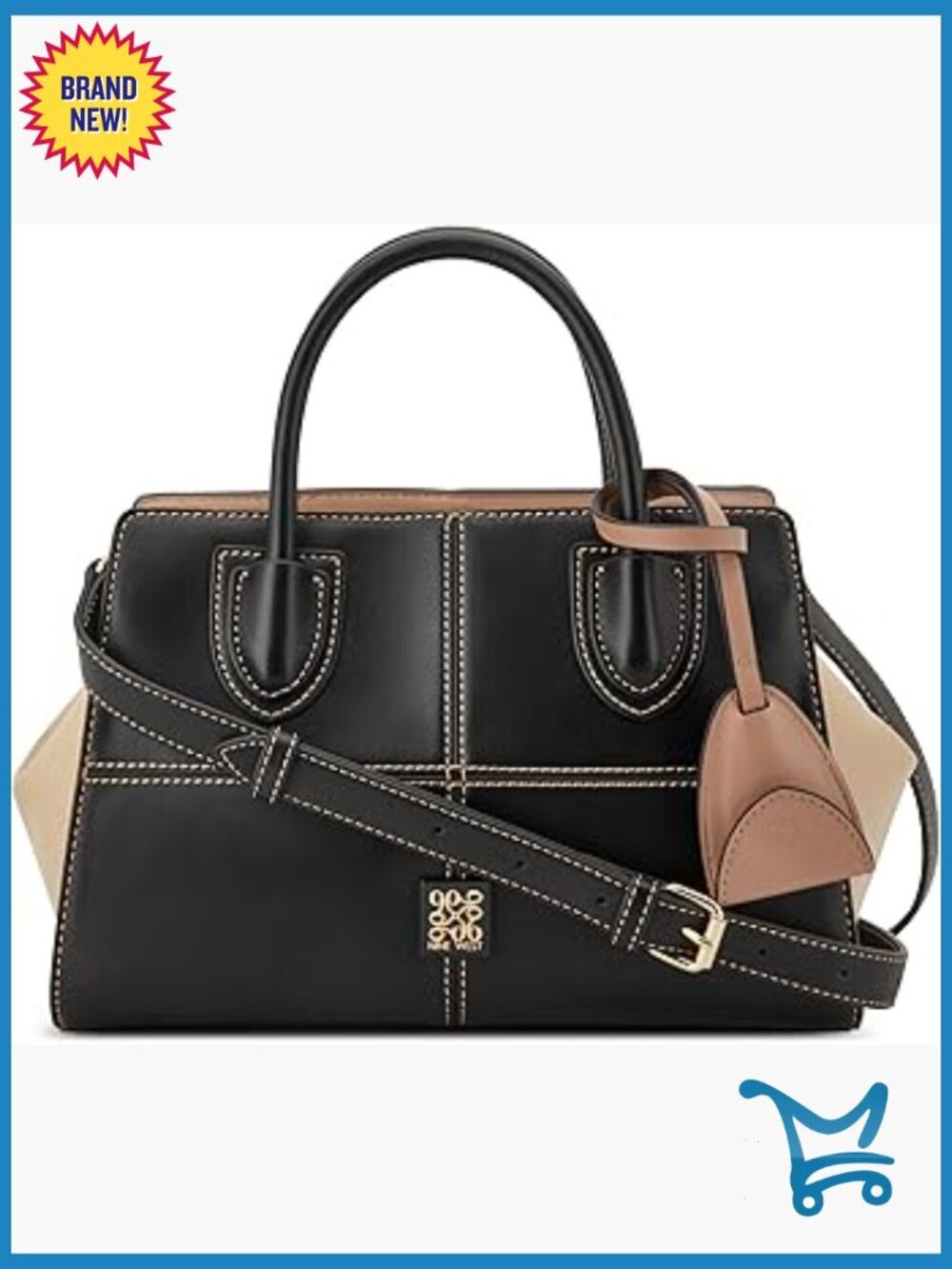 Medium Satchel Crossbody Bag with Zipper Pockets and Faux Leather